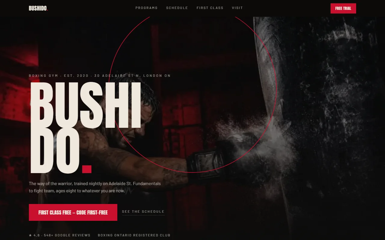 The Bushido Boxing website